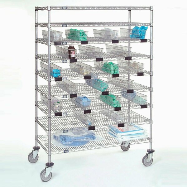 Nexel Chrome Catheter Cart with Baskets, 5in Swivel Casters 2 with Brakes, 48inW x 24inL x 68inH B2273855